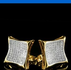 14K gold plated iced out earrings